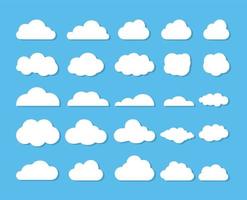 Clouds icon set. Vector illustration on blue background. EPS 10.
