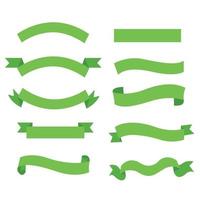 Green banner ribbon vector set on isolated background. EPS 10.