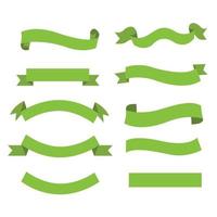 Green banner ribbon vector set on isolated background. EPS 10.