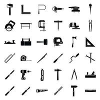 Modern carpenter tools icons set, simple style vector