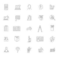 Homework study school icons set, outline style vector