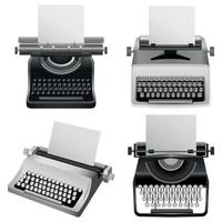 Typewriter machine old mockup set, realistic style vector