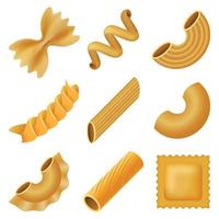 Macaroni pasta spaghetti mockup set, realistic style vector