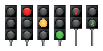 Traffic lights icons set, realistic style vector