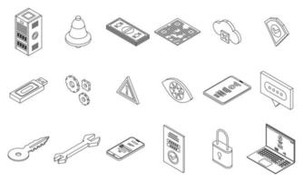 Multi-factor authentication icons set vector outline