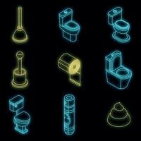 Toilet bathroom icon set vector neon