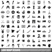 100 iconos de mapa, estilo simple vector