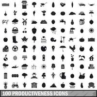 100 iconos de productividad, estilo simple vector