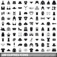 100 iconos de ropa, estilo simple vector