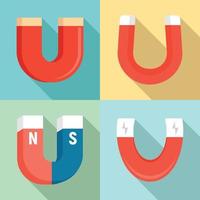 Magnet icons set, flat style vector