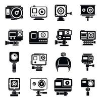 conjunto de iconos de cámara de acción moderna, estilo simple