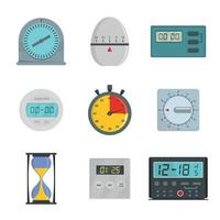 Kitchen timer icons set, flat style vector