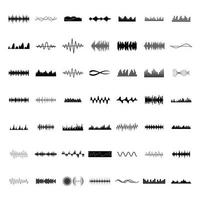 Sound wave icons set, simple style