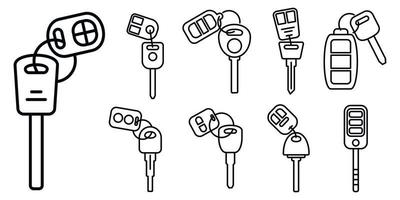 Modern car alarm system icons set, outline style vector