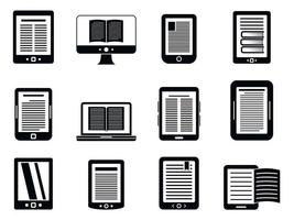 Modern ebook icons set, simple style vector