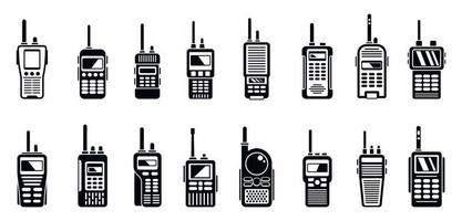 conjunto de iconos de radio walkie talkie, estilo simple vector