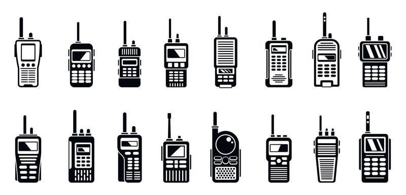 Radio walkie talkie icons set, simple style