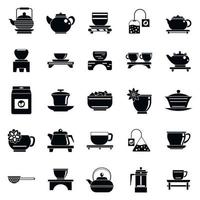 Chinese tea ceremony icons set, simple style vector