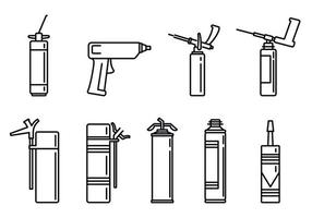 Home polyurethane foam icons set, outline style vector