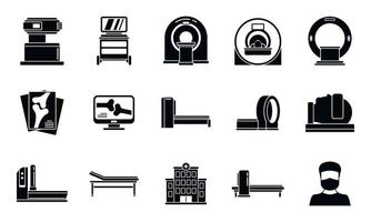 Medical magnetic resonance imaging icons set, simple style vector