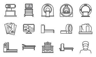 Mri scan icons set, outline style vector