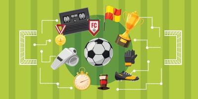 Soccer football banner horizontal, cartoon style vector