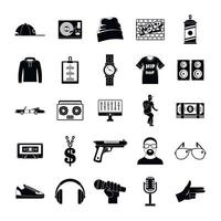Hiphop rap swag music dance icons set, simple style vector