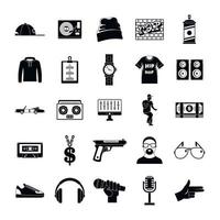 Hiphop rap swag music dance conjunto de iconos, estilo simple vector