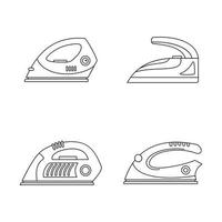 Smoothing iron drag icons set, outline style vector