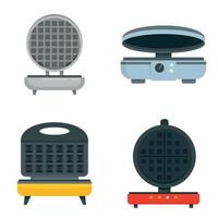 Waffle-iron icon set, flat style vector