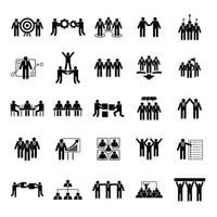 Team building training icons set, simple style vector