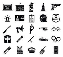 Police Arsenal Icons Set, Simple Style