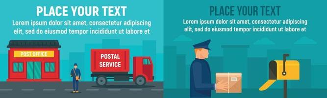 Postman banner set, flat style vector