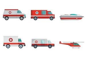 Ambulance transport banner concept set vector isolated