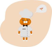 professional cat cook red cat cook vector