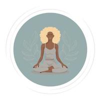 Yoga woman meditates in lotus pose vector