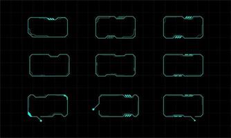 Futuristic frame design element. HUD Abstract Futuristic Element User Screen Control Inteface Monitor Panel. Virtual Reality Interface Frames. Vector Illustration.