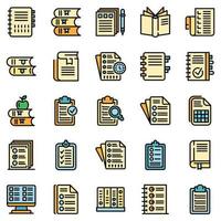 Syllabus icons set vector flat