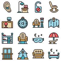 Quiet spaces icons set vector flat