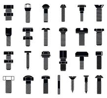 Screw-bolt tool icons set, simple style