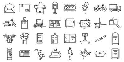 Mailman carrier icons set, outline style vector