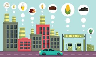 City bio fuel icons set, outline style vector