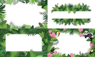 conjunto de banners de selva tropical, estilo de dibujos animados vector