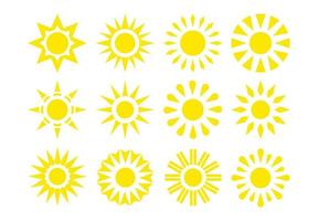 set of yellow sun icons design vector