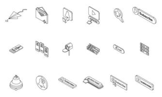 Subscribe icons set vector outline