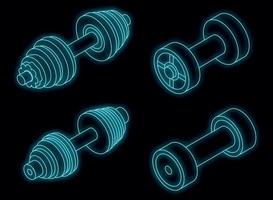 Dumbell icons set vector neon