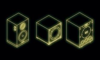 Stereo system icons set vector neon