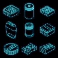 Sharpener icon set vector neon