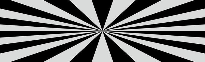Radial black and white rays, panoramic pattern texture background - Vector