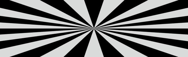 Radial black and white rays, panoramic pattern texture background - Vector